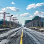 Obra pública de infraestructura vial en construcción en Córdoba, Argentina