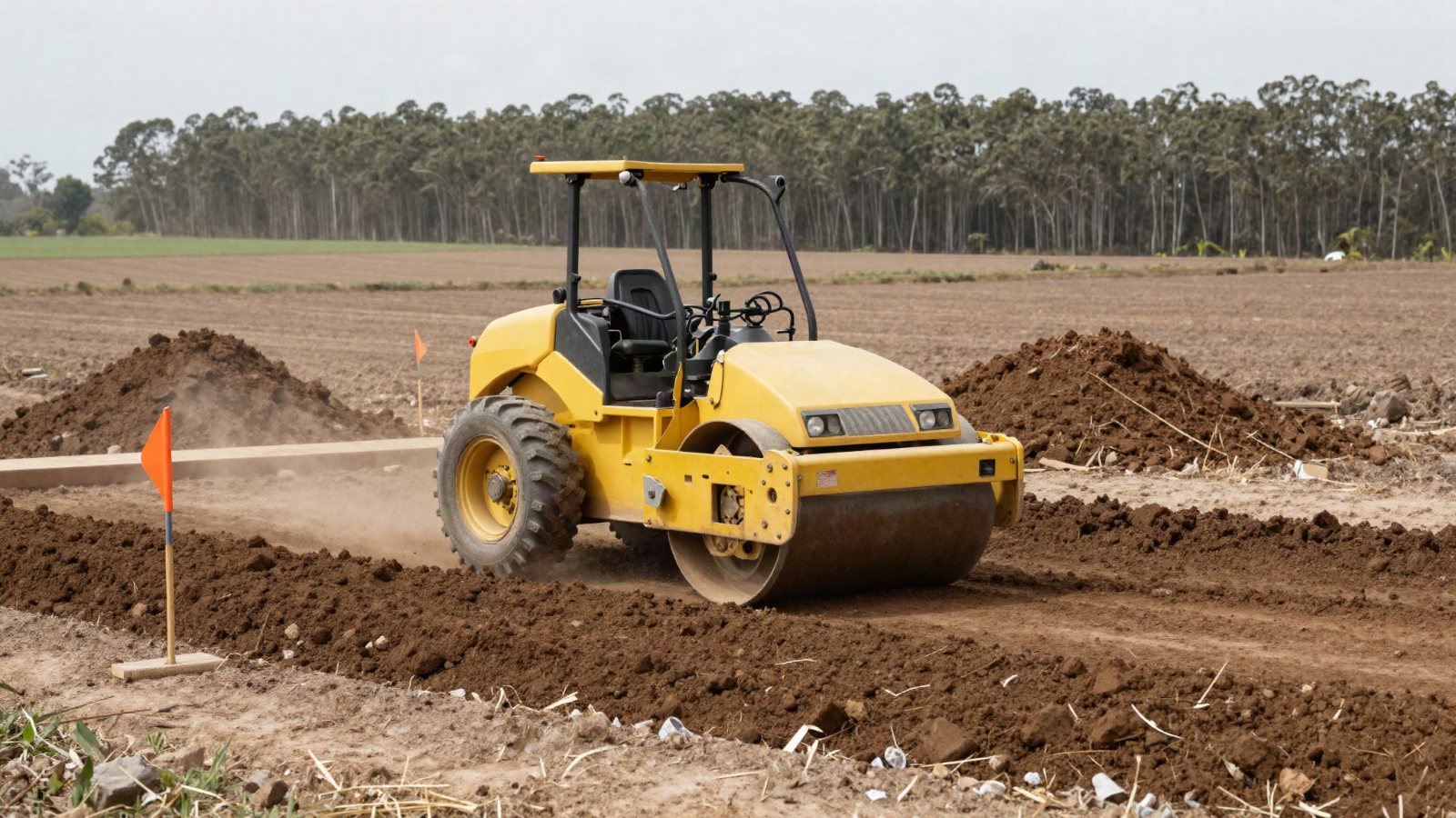 Movimiento de suelos para implantar un galpón en el campo